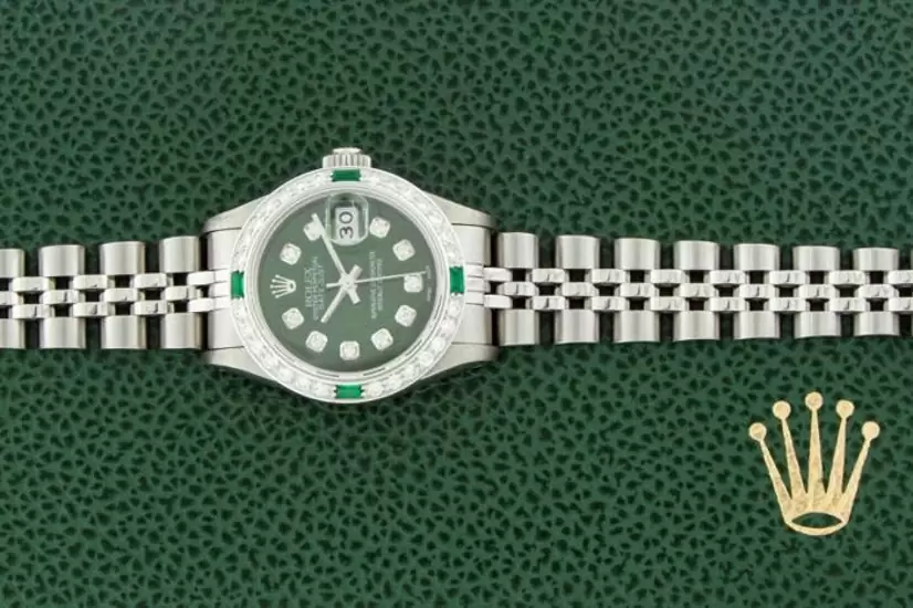 $5,050 Ladies Rolex Steel and 18K Gold Diamond Emerald Datejust Watch with Green Dial
                                                in
                                Los Angeles,
                                California
